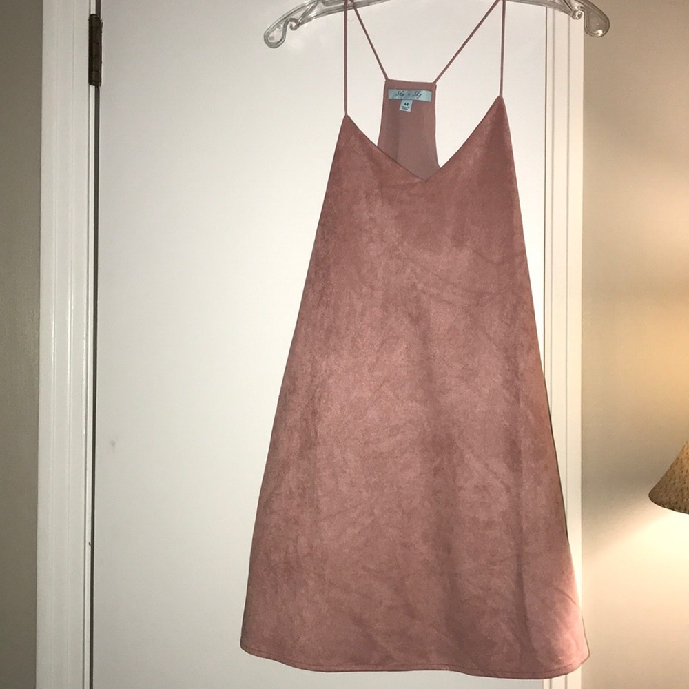 She + sky mini suede dress